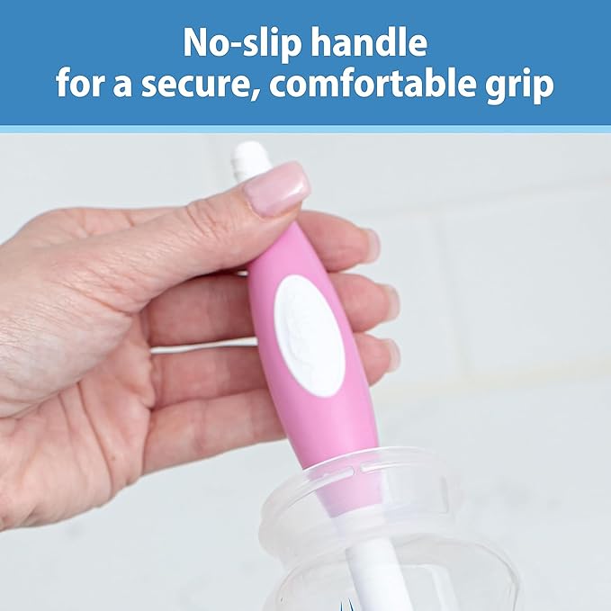 Dr. Brown's Soft Touch No Scratch Baby Bottle Cleaning Brush, Nipple Cleaner and Suction Cup Base for Easy Storage, BPA-Free, Blue, 12-Pack