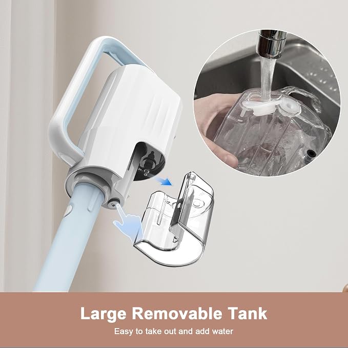 Steam Cleaner, 6 in1 Rotated Steam Mop Cleaner with 2 Modes, 2 Microfiber Pads, 400ML Removable Tank, 23FT Power Cable, Detachable Steam Mops for Floor, Laminate Floor, Tiles Cleaning (Ice Blue)