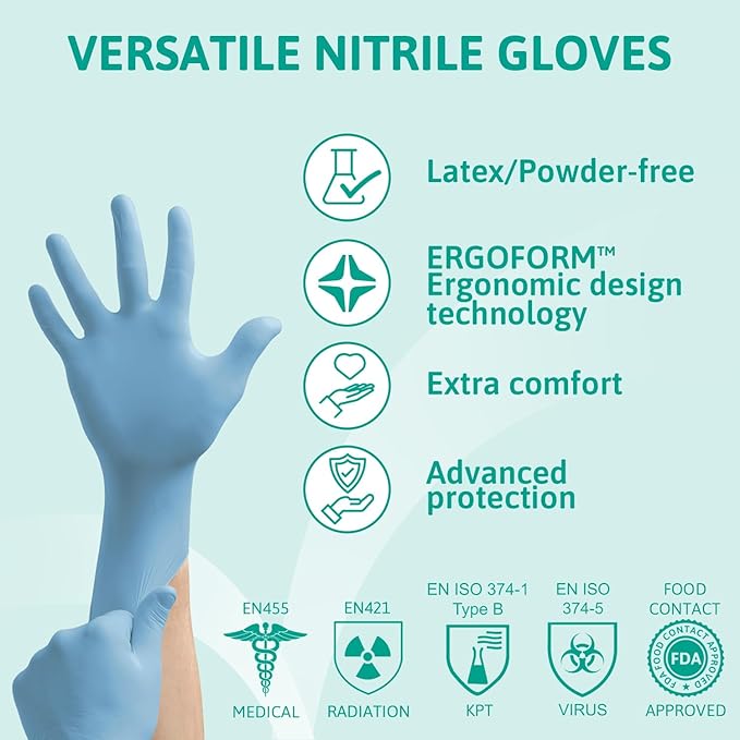 Microflex 92-134 Disposable Nitrile Gloves for Cleaning w/Textured Fingertips