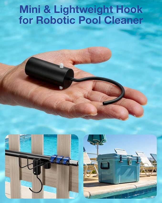 Pool Hook with Pole, 3FT Pool Pole Telescopic with Stainless Steel Hook, Retrieval Hooks for All Robotic Pools Cleaner, Robot Hooks for Heavy Duty Telescoping Poles, Above Ground and Underwater