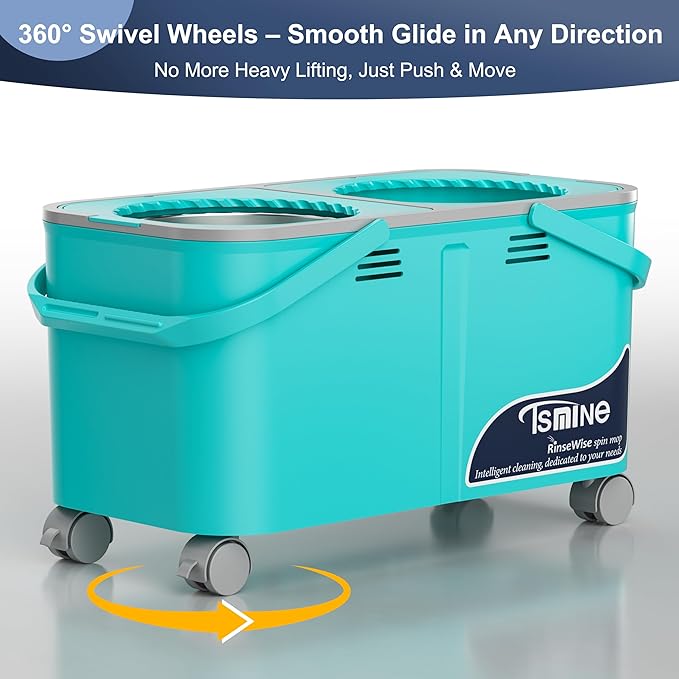 2026 Upgraded Easy-Use Spin Mop for Cleaner, Clean & Dirty Water Separation Mop Bucket for Pet & Family Homes,360° Swivel Wheels, Safe for Hardwood & Tile, Adjustable Handle,1 Reusable Mop Heads