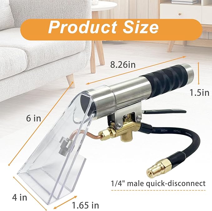 Extractors Upholstery and Auto Detailing Tool Hand Wand, Extractor Hand Tool, Carpet Cleaning Extractor with Clear Head for Mytee/ShopVac & Most Portable Carpet Attachment, Extractor Vacuum Hose Kit