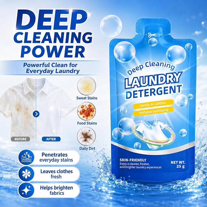Loopeer 100 Pcs Individual Travel Laundry Detergent 0.88 oz Portable Liquid Detergent Packets for Sink Washing Travel Size Single Use Liquid Soap for Dorms Hotels Hostels Essentials Cleaning