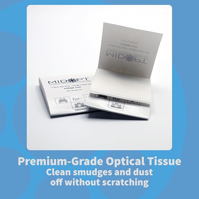 Professional Optics Cleaning Kit, for Clean and Smudge-Free Lenses, Optical Tissue, Cotton Swabs, Glass Cleaner, Microfiber Cloth, CK100-NA