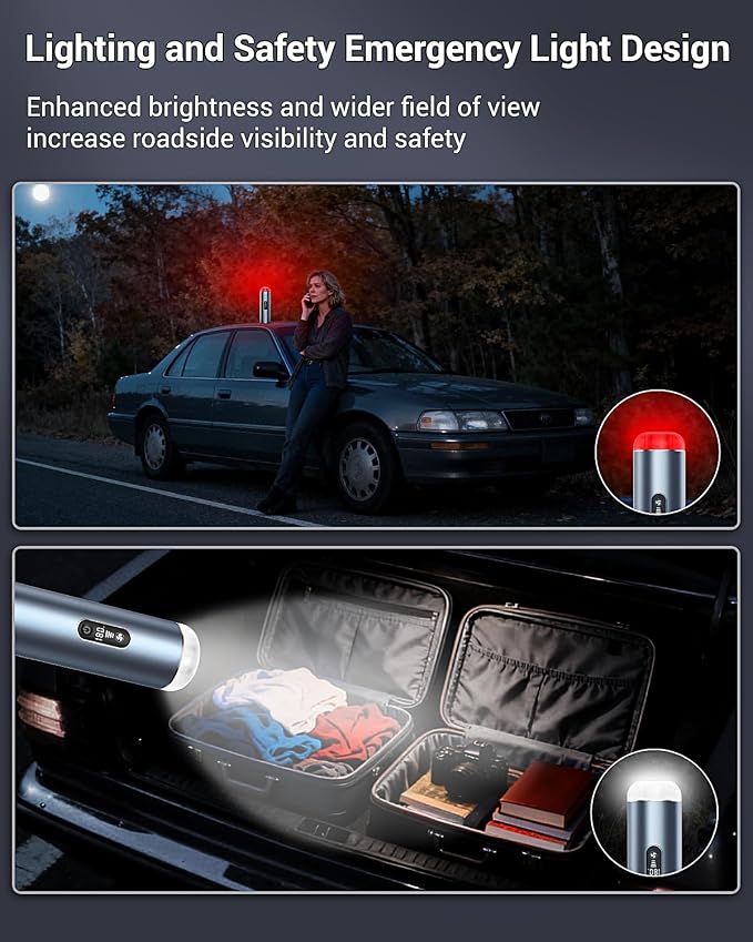 Handheld Vacuum, Powerful 18000pa Car Vacuum with Brushless Motor, Portable Hand Held Vacuum with 3 Speed Modes, 5- in-1 Mini Cordless Vacuum Cleaner with White LED & Red Flash for home Car Office
