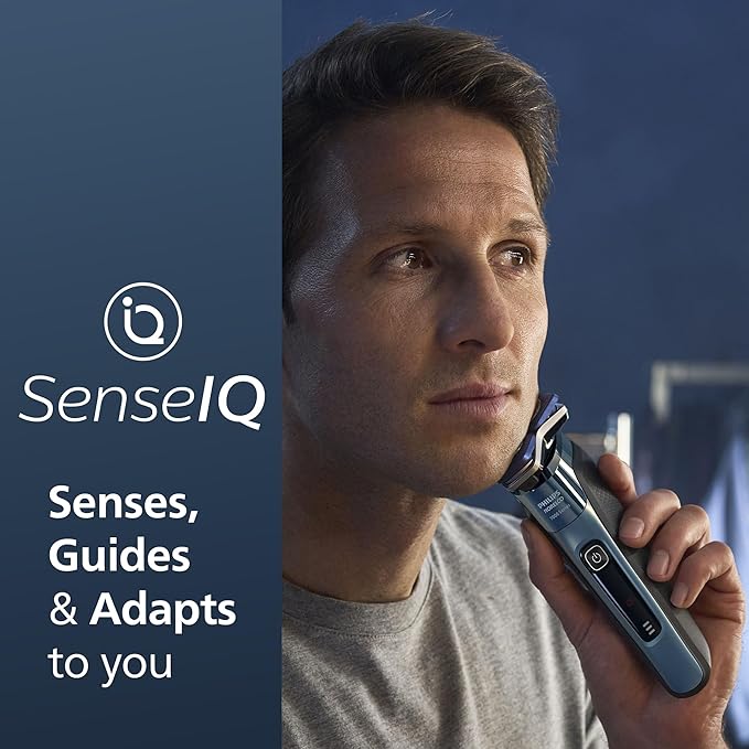 Philips Norelco Shaver Series 7000, Wet & Dry Electric Shaver with SenseIQ Technology, Pop-up Trimmer, Charging Stand, Travel Case, UV Sanitizing Cube, Model S7889/91
