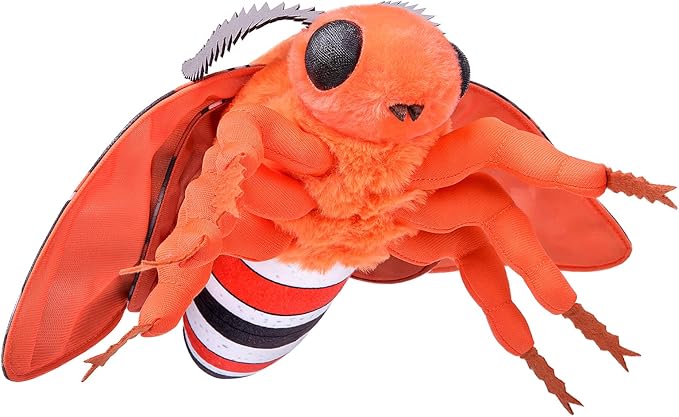 Cecropia Moth Plush Toy, Lifelike Robin Moth Stuffed Animals 11in, Realistic Soft Big Moth Plushie Model Toy, Unique Plush Gift Collection for Kids, Small, Orange