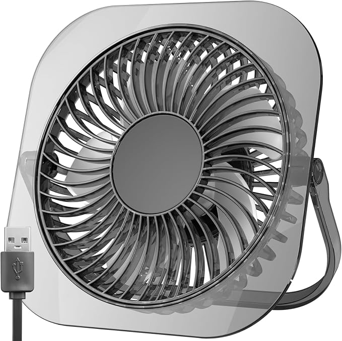 Antarctic Star Ultra-Thin USB Desk Fan, Personal Portable Desktop Cooling Fan with 3 Speeds & Night Light, 5W Powerful Quiet Small Fan for Bedroom Office Home, Powered by USB Cable