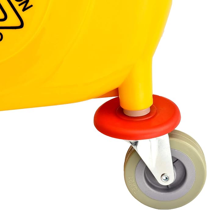 Alpine Mop Bucket & Side Wringer Combo - Heavy Duty & Commercial Janitorial Cart w/Spring Wringer on Wheels for Home & Industrial Cleaning - Commercial Mop Bucket for Business, Yellow