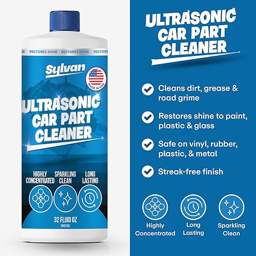 Ultrasonic Carburetor & Parts Cleaner Solution Concentrate + Free Cleaning Cloth | Makes 50 Gal. | Made in The USA | for All Ultrasonic and Immersion Machines | Cleaning Liquid | Engine Parts, Carbs