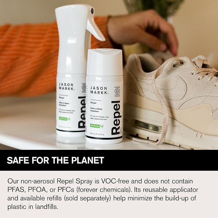 Jason Markk Repel Spray & Refresh Bundle, Non-Aerosol Water & Stain Repellent Spray w/Shoe Deodorizer, Safe for Leather, Suede, Nubuck, Canvas, Cotton, Nylon, Knit, Woven, Mesh