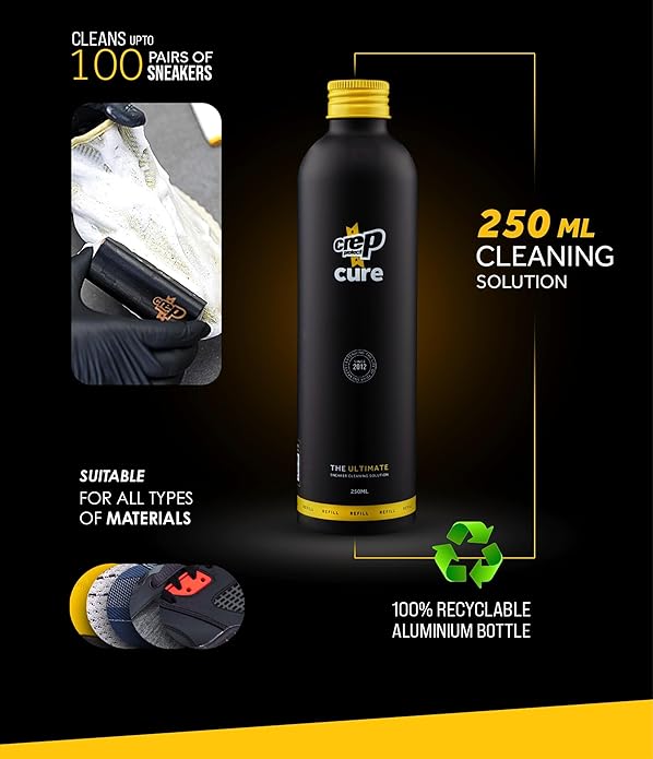 Crep Protect Shoe Cleaner Kit - Premium Sneaker Cleaning Travel Kit with Solution, Premium Brush, and Microfiber Cloth & Refill Solution