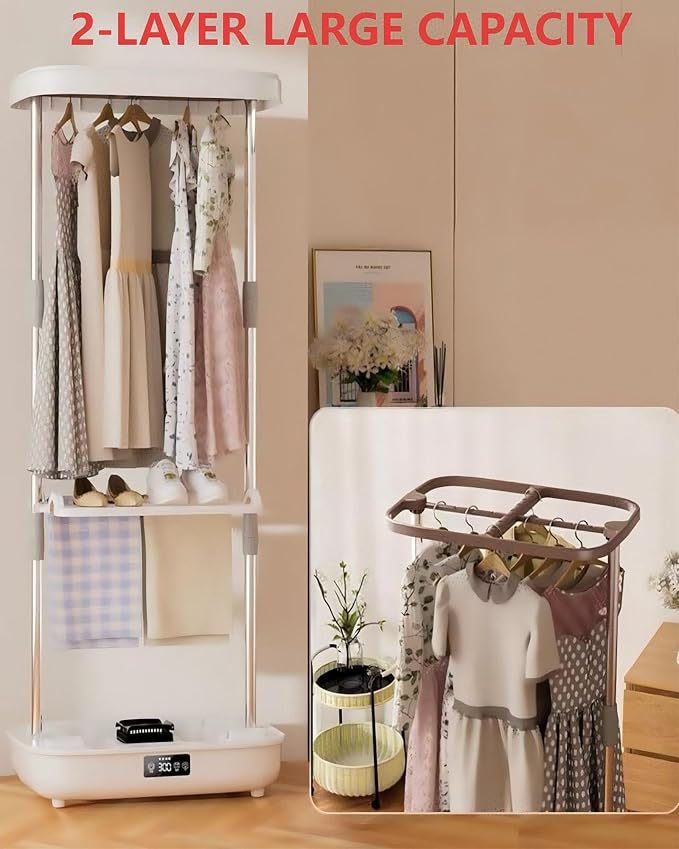 Portable Clothes Dryer with Remote Control, Foldable Mini Dry Cabinet, Fast Drying & Quiet Operation, Suitable for Small Spaces, Apartments, RVs, Dormitories and Travel