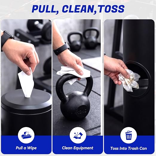Gym Wipe Dispenser with Trash Can, Stainless Steel Floor Stand for Disinfecting and Fitness Wipes, 1.5 Gallon, Silver