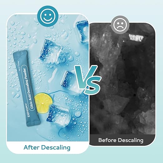 EUHOMY Ice Maker Cleaner & Descaler | 4 Use & Individually Packed | Ice Machine Cleaner with Organic Citric Acid Descaling Powder, Ideal for All Brands