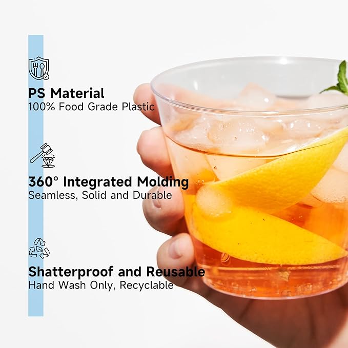 RACETOP 9 oz 200 packs Clear Disposable Plastic Cups, Durable Plastic Cups Tumblers, Perfect for Parties, Wedding and Festival Events