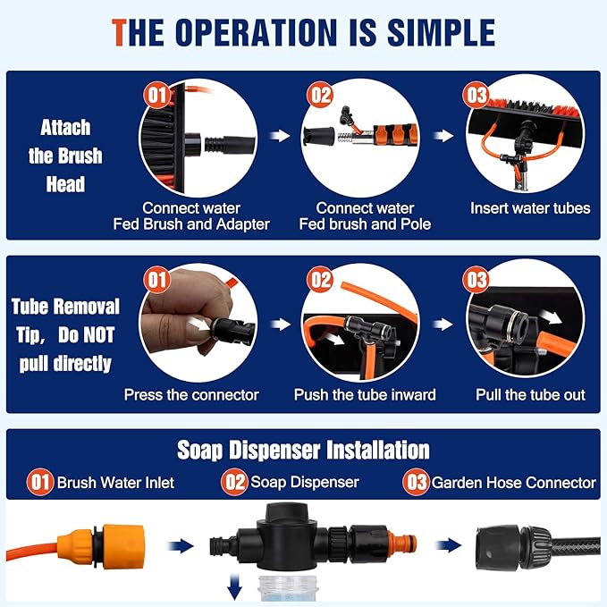 18FT Water Fed Pole Window Cleaning System & Solar Panel Cleaning Kit, Professional Window Washing Kit with Extension Pole, 180° Rotating Brush & Soap Dispenser