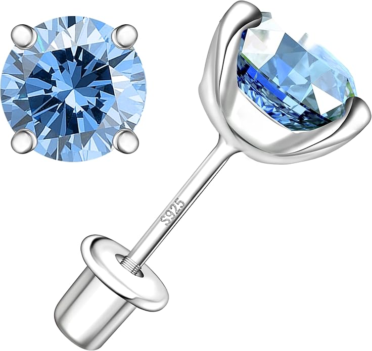 Moissanite Screw Back Earrings Studs - 0.2CT-4CT Moissanite Earrings for Women 925 Sterling Silver Piercing Real Colorful Moissan Hypoallergenic Jewelry Ear Stud Gifts