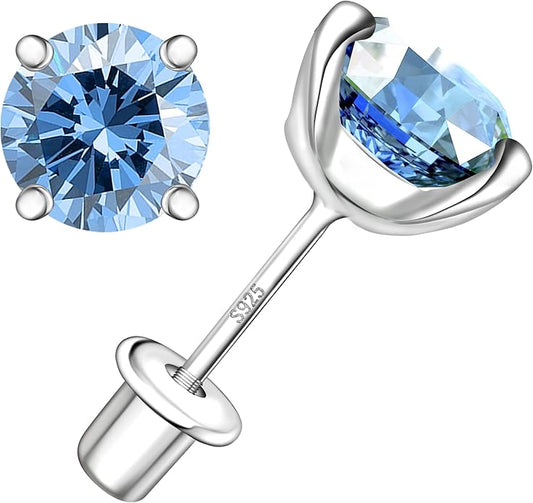 Moissanite Screw Back Earrings Studs - 0.2CT-4CT Moissanite Earrings for Women 925 Sterling Silver Piercing Real Colorful Moissan Hypoallergenic Jewelry Ear Stud Gifts