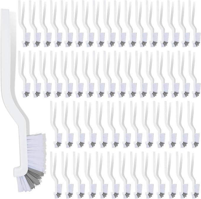 60 Pcs Kitchen Scrub Brush Bulk with Stiff Bristle Plastic Edge Corner Cleaning Brush for Bathroom Sink Household Bottle Dish Window Track Tile Lines Crevice