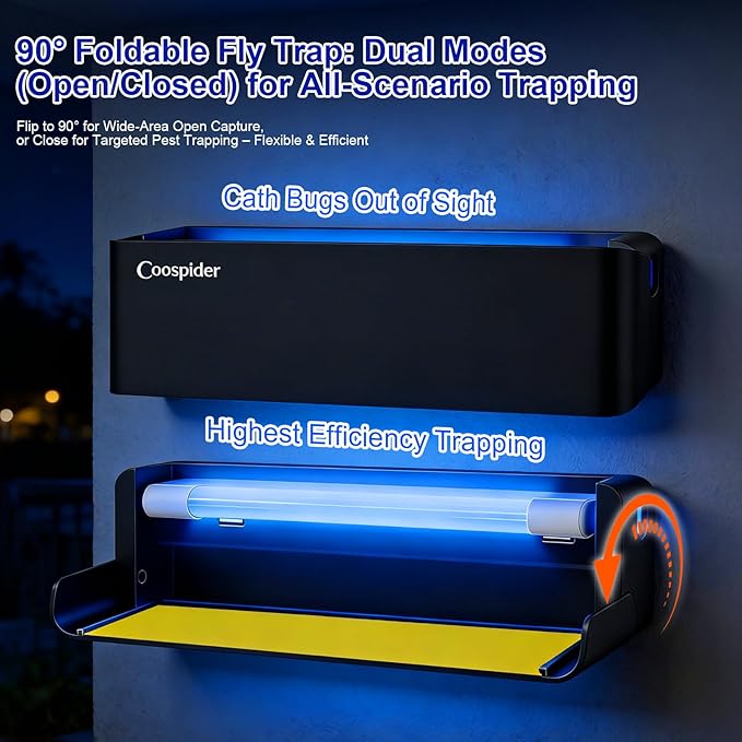 UV Fly Light Trap Indoor for Home Gnat Traps for House, Wall Sconce Fly Light Bug Catcher for Kitchen House & Restaurant Fruit Flies Garage & Warehouse