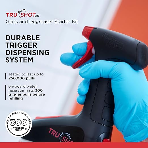SC Johnson Professional TruShot 2.0 Multi-Surface Glass & Degreaser Mobile Dispensing System Starter Pack, 1 Trigger Dispenser, 2 Cleaning Concentrate Cartridges, for Professional Use
