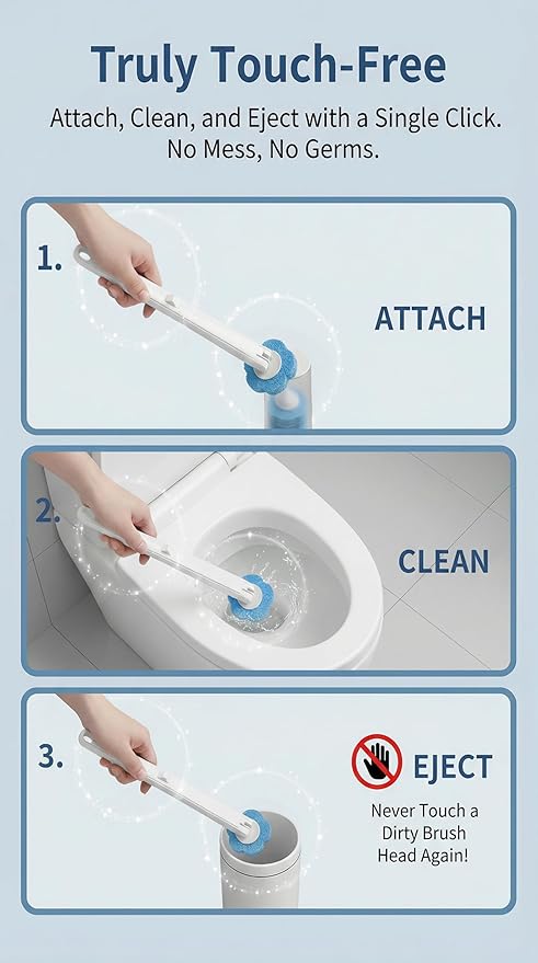 Disposable Toilet Brush for Bathroom Cleaning, Toilet Brush and Holder Set, Deep Cleaning Toilet Bowl Cleaner with Replaceable Heads, Hygienic Storage Design (Pink – 32 Refills Flip-Open Toilet Brush)