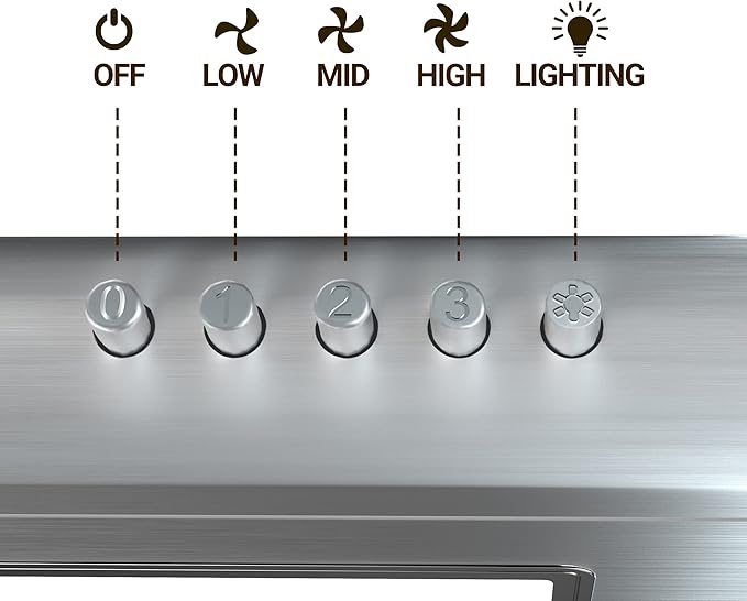 CIARRA Range Hood 30 inch Under Cabinet Ductless Vent Hood for Kitchen Stove Hood with 3 Speed Exhaust Fan in Stainless Steel