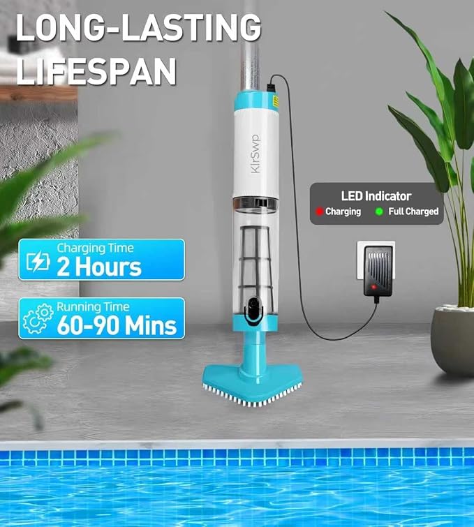 4-in-1 Cordless Rechargeable Small Pool Hot Tub Spa Pond Vacuum, Handheld Pool Cleaner Ideal for Spas, Hot Tubs Pond & Small Pools – 2026 New Model