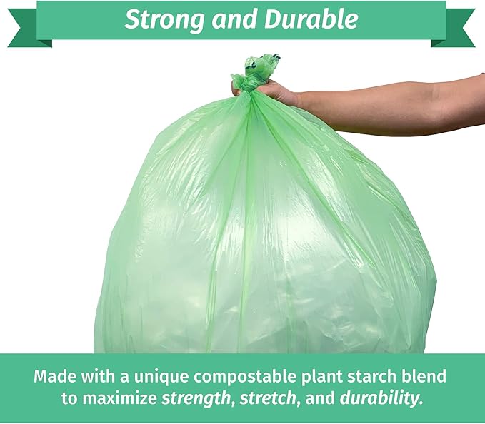Reli. Compostable 13 Gallon Trash Bags | 150 Count Bulk | ASTM D6400 | Green | Eco-Friendly | For Compost