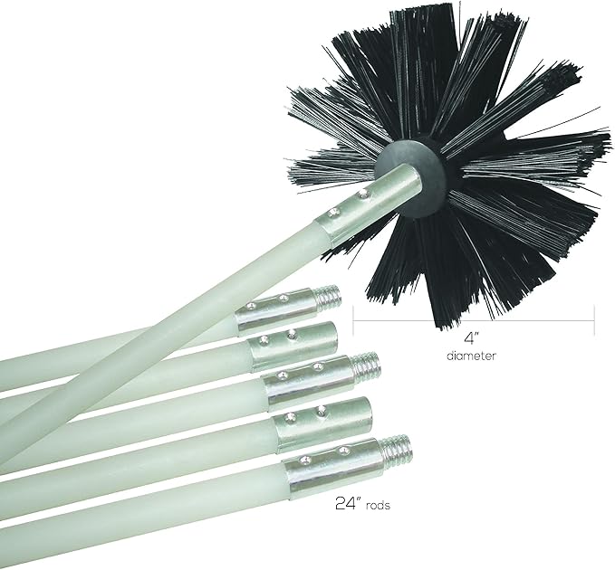 Deflecto DVBRUSH12K/6 Dryer Duct Cleaning Kit, Lint Remover, Extends up to 12 Feet, Synthetic Brush Head, Use with or without a Power Drill