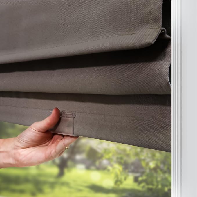 Chicology Cordless Roman Window Shade, Ridgewood Dark Elm, 29" W x 72" H | Cordless Child-Safe, Room Darkening UV, Inside/Outside Mount, True-to-Size No Cut, Rich Textured Fabric, Spot-Clean Care Only