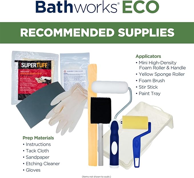 Bathworks ECO Essentials Roll-On Refinishing Kit - 26 fl oz (1.6 Pint), Low Odor, Low VOC, DIY Epoxy Coating with Non-Slip Application - High Gloss White Finish for Bathtubs, Tile, Sinks, Showers & Countertops