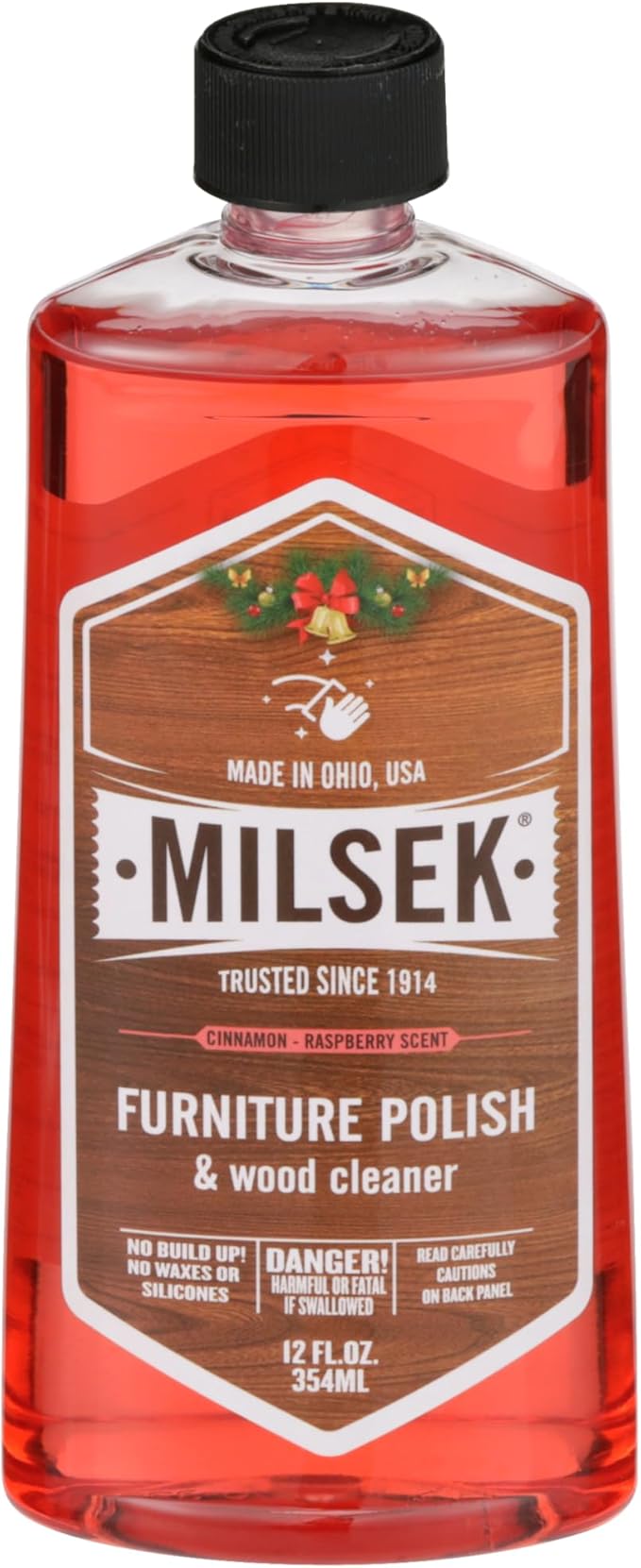 Milsek Furniture Polish and Wood Cleaner with Cinnamon Raspberry Scent - for Home and Household from Hardwood Floors to Kitchen Cabinets - 12 Fl Oz (Pack of 1)