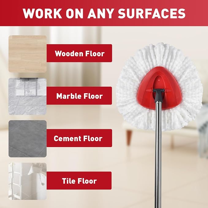 12-Pack Spin Mop Replacement Heads Compatible with Ocedar Mop Heads Replacements, Microfiber Spin Mop Refills Heads for Easy Wring, Mop Head Replacement for Easy House Cleaning Floor Mopping