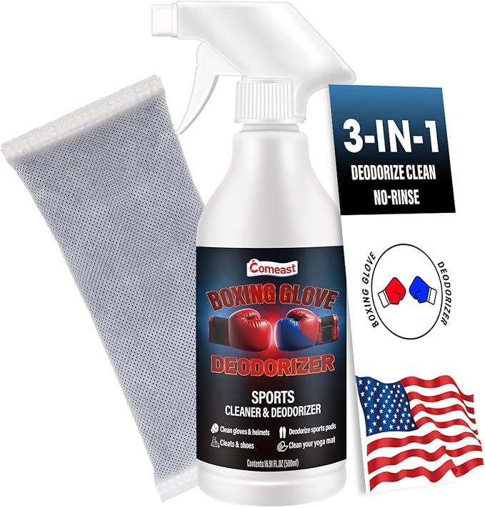 Boxing Glove Deodorizer Cleaner Spray（with Desiccant), Gym Equipment & Shoe Odor Eliminating Spray, Yoga Mat Cleaner, Natural Plant Based Sports Deodorizer, 16.91Fl Oz