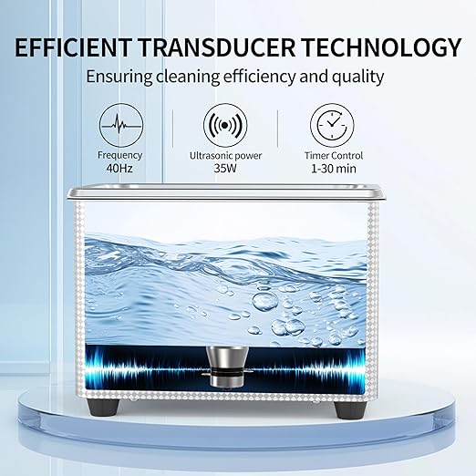 Granbo Ultrasonic Cleaner 800ML Jewelry Cleaner Ultrasonic Machine 40kHz with Digital Timer and Degassing,110V Digital Ultrasonic Parts Cleaner for Denture Dental Oral Irrigator Parts Glasses