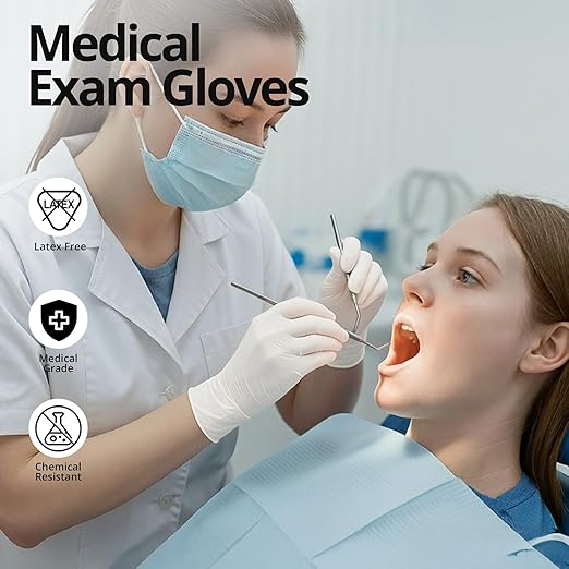 SwiftGrip Disposable Nitrile Exam Gloves, 3-mil, Small, Box of 100, White Nitrile Gloves Disposable Latex Free for Medical, Cleaning, Cooking & Esthetician, Food-Safe, Powder-Free, Non-Sterile
