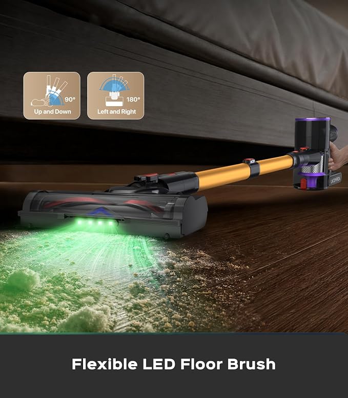 Cordless Stick Vacuum Cleaner: 550W 50KPA 45Mins with Powerful Suction, Self-Standing Lightweight Wireless Rechargeable Handheld Vacuum with Touch Screen for Home Pet Hair/Carpets/Floors