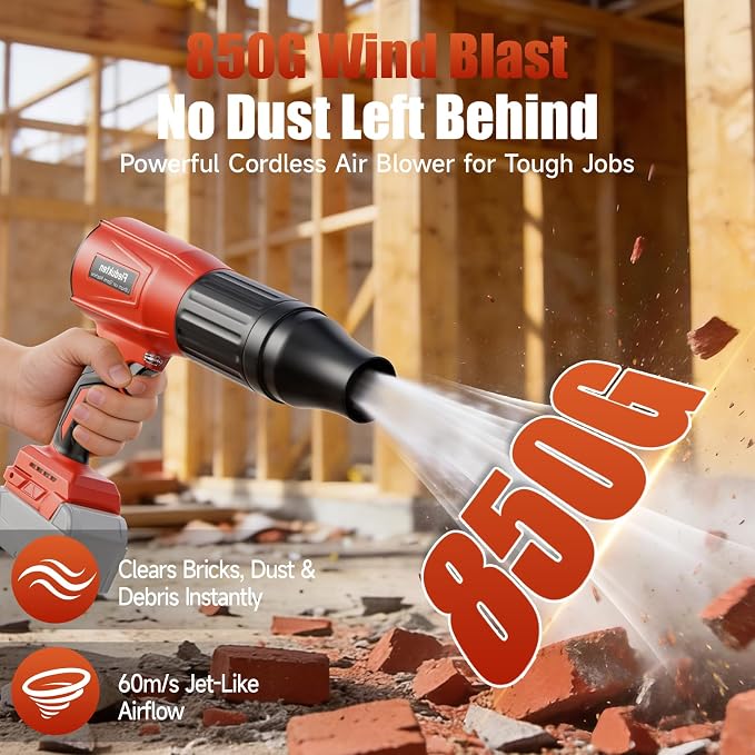 Cordless Leaf Blower Compatible with Milwaukee 18V Battery (Tool Only), 800,000 RPM Brushless Turbo Jet Blower up to 60m/s Airflow, Lightweight 1.5 lbs Handheld Dust Blower for Patio, Lawn & Garage