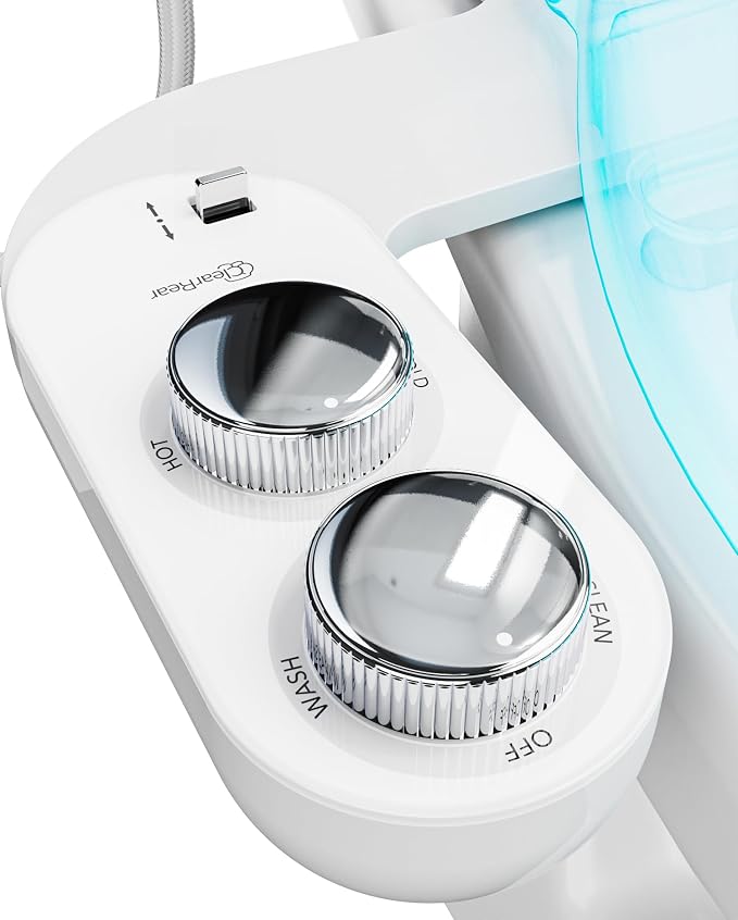 CLEAR REAR Bidet Attachment for Toilet Seat -Non-Electric with Self Cleaning Nozzles, Leak Proof Connectors, Adjustable Water Spray, Rear & Feminine Wash - Toilet Bidet Upgrades (Cold & Warm Water)