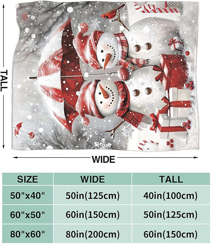Tijuboni Snowman Throw Blanket for Girls Boys Women Men Kids Adults Soft Flannel Fleece Blanket for Couch Sofa Bed Home Decor 40"x50"