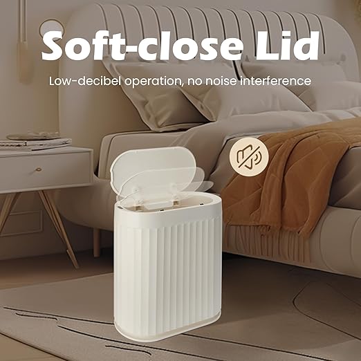 ELPHECO 2 Gallon Sensor Trash Can - IPX5 Waterproof Motion Sensor Trash Can, Automatic Bathroom Trash Bin, Slim Garbage Can for Bathroom, Office, Bedroom, Living Room, Beige
