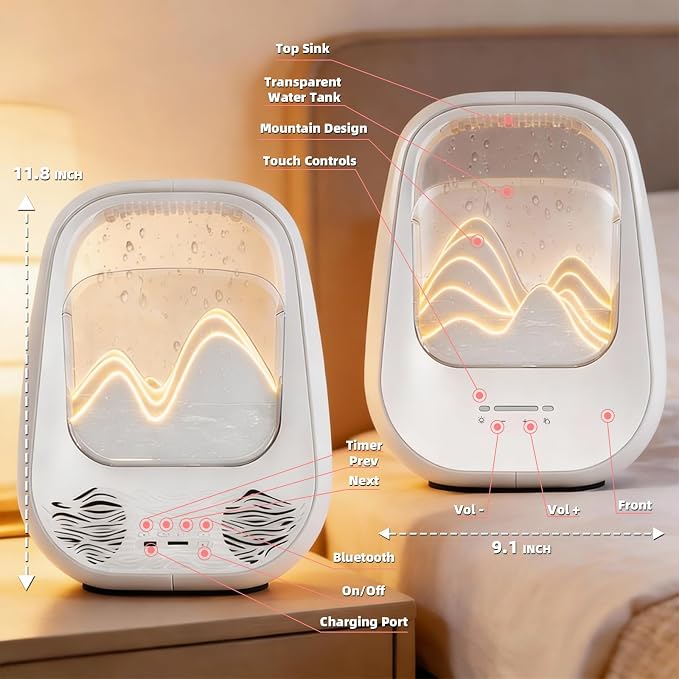 8-in-1 White Noise Sound Machine with Rain Drop Real Sound, Cream | Sound Machine with Aroma Diffuser for Sleeping, Stress Relief, Night Light Timer for Bedroom Office Home Hotel SPA Decor