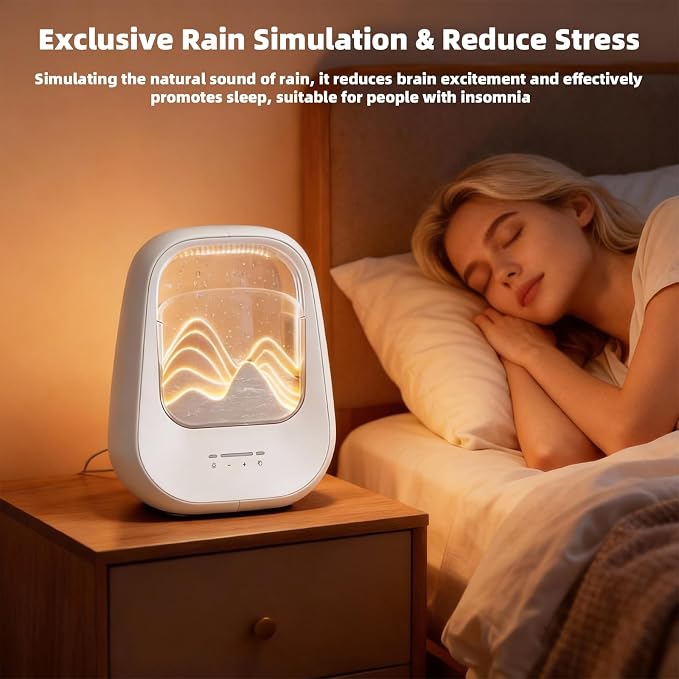 8-in-1 White Noise Sound Machine with Rain Drop Real Sound, Cream | Sound Machine with Aroma Diffuser for Sleeping, Stress Relief, Night Light Timer for Bedroom Office Home Hotel SPA Decor