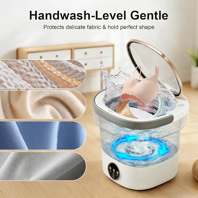 Portable Washing Machine - 22L Mini Foldable Washer with Spin Basket, 3 Cleaning Modes & Deep Cleaning for Small Clothes, Collapsible Laundry for Apartment, Home, Hotel and Travel (Gray)