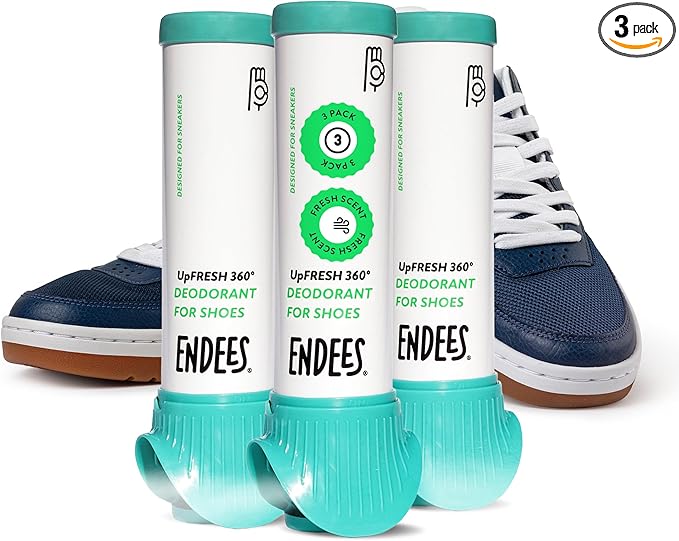 Endees UpFresh 360° Shoe Deodorizer Spray – 3 x 3.38 Fl Ozl I Foot Odor Eliminator Shoe Spray for Smelly Shoes, Feet, Sneakers, Boots, and Gym Bags, Stinky Smell Elimination Deodorant, Travel Size