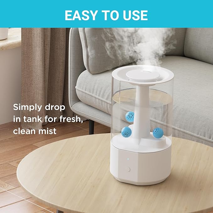 Livatro Humidifier Cleaning Ball – Fight Humidifier Mold and Bacteria with Humidifier Cleaner, Prevents Hard Water Build-Up, Eliminates White Dust, Removes Odor, For All humidifiers, Fish Tank