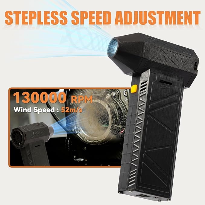 SUPERLIT Turbo Portable Air Blower Rechargeable Duster for Cleaning Detailing Accessories Electric Mini Fan Convert to Hand-Held Vacuum Cleaning Set with Brush 180,000 RPM Home Office Essentials
