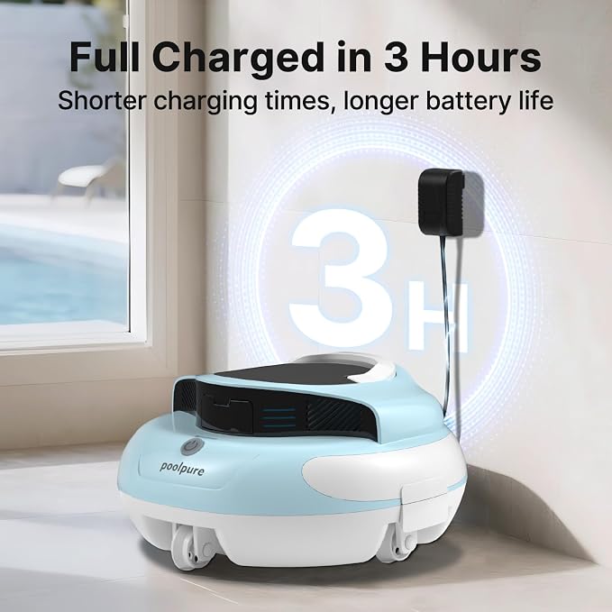 POOLPURE Pool Cleaner, Dual 35W Motors 120-Min Runtime, Multi-Layer Waterproof + Motor Ring Seal, Auto-Parking & Obstacle-Avoiding Navigation, Dual Path/Fixed Modes for Flat-Bottom & In-Ground Pools